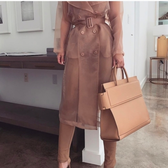 BNWT Sheer Tan Trench Style Layering Coat Women's Large - Picture 2 of 15